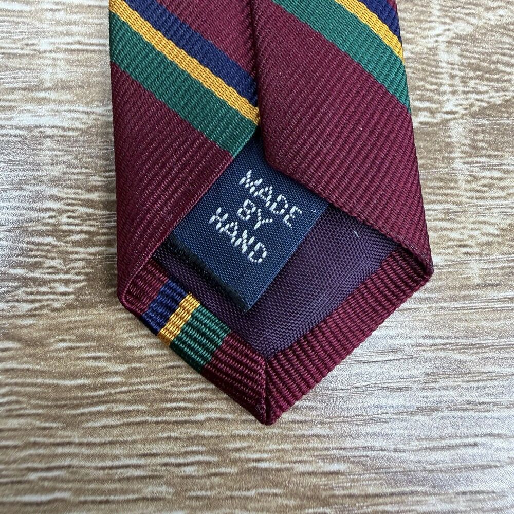 Polo Ralph Lauren Dark Red Repp Stripe Silk Tie Handmade USA Made 57" L | 4" W - Picture 9 of 16
